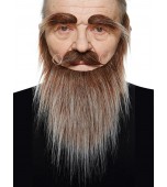 Moustache Beard & Eyebrows, Extra Bushy- Mottled Brown