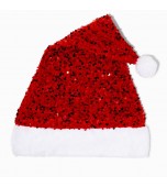 Christmas Santa Hat - Red with Sequins, Adult Size