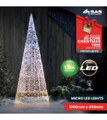 LED Christmas Tree - 3D Cone, 1.3m - Festive Lights