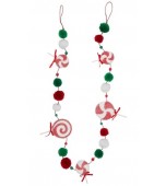 Garland - Lollipops and Pom Poms, Christmas colours, 170 cm