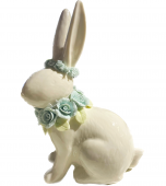 Ceramic Bunny with Flower Ring, 20cm - Decoration, Easter