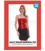 Adult Tube Top - Sequin Bandeau, Red