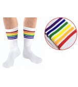 Socks - White, Rainbow Stripes - Pride