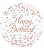 Balloon - 46cm Holographic Happy Birthday, Rose Gold