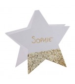 Place Cards - 10cm Gold Glitter Star,16pk