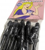 Penis Sipping Straws - 10 pk, 19cm - Black
