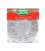 Doilies 165 mm, Round Silver 12 pk
