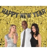 Backdrop Set - Happy New Year Cheers, Black & Gold