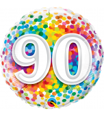 Balloon - Foil 18" Round, Rainbow Confetti Birthday 90