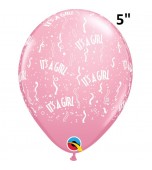 Balloon - Latex 5" Print It's A Girl Pink