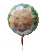 Balloon on Stick - Round 14 cm, Santa Claus Classic