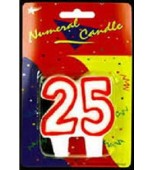 Candle, Numeral - 25 Red