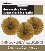 Decorative Fans - Mini, Gold 3 pk