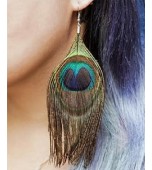 Earrings - Flapper, Peacock Feathers
