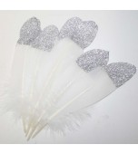 Feathers - Glitter Tip, Gold or Silver Assorted 6 pk