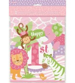 Lolly Bags - 1st Birthday Safari, Pink 8 pk