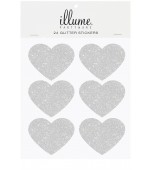 Stickers - Glitter Hearts, Silver 24 pk