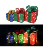 Battery LED Decoration - 3 pk Presents Multi-coloured with Timer, Christmas Lights 